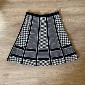 Spense Knit A-Line Checkered Midi Skirt